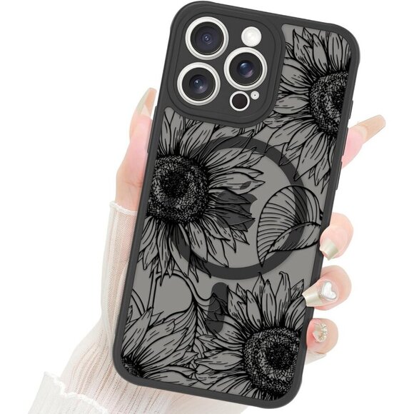 iPhone 15 Pro Max Case Matte Flowers Design Compatible with MagSafe Wireless - Picture 1 of 7